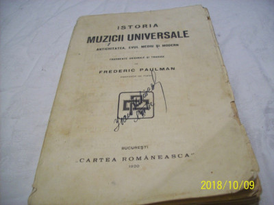 istoria muzicii universale- antich, ev mediu si modern - paulman- 1920 foto