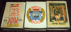 Anii 60 - BRAILA 600, 23 August, Ocrotiti vanatul - 3 cutii chibrituri romanesti foto