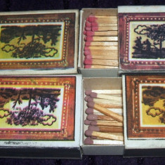 1978-1981 Pictura Peisaj - set 4 cutii chibrituri romanesti, varietati culoare