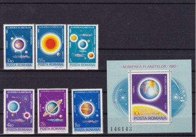 ROMANIA 1981 LP 1033 LP 1034 ALINIEREA PLANETELOR SERIE+COLITA MNH foto