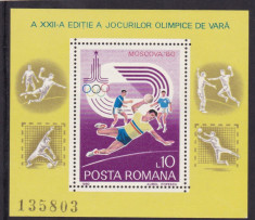ROMANIA 1980 LP 1012 JOCURILE OLIMPICE DE VARA MOSCOVA COLITA MNH foto