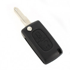 Carcasa cheie tip briceag Peugeot 206, 2 butoane, cu suport baterie foto