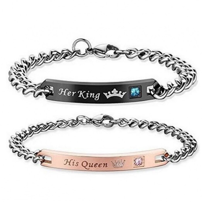 Bratari cuplu indragostiti 2 bucati her king his queen Bratari cuplu indragostiti 2 bucati her king his queen