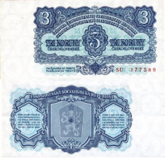 Cehoslovacia 1961 - 3 korun UNC foto
