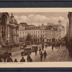 BUCURESTI CALEA VICTORIEI ANIMATA AUTOMOBILE EPOCA RECLAME TRASURI SOCEC