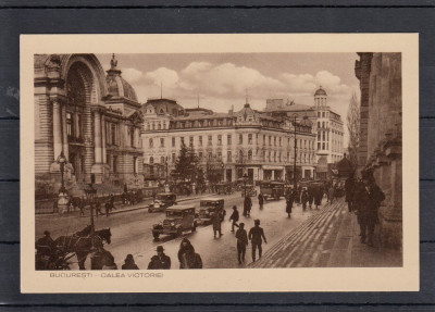 BUCURESTI CALEA VICTORIEI ANIMATA AUTOMOBILE EPOCA RECLAME TRASURI SOCEC foto