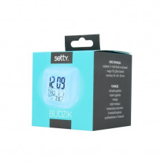 Ceas digital cubic cu alarma Setty alb foto