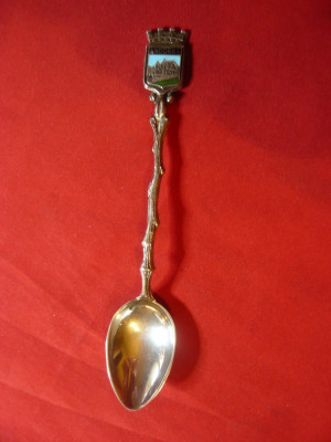 Lingurita ornamentala marcat pe cupa- forma crenguta cu frunza,L=12,5cm ,m=11 foto