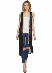 Steve Madden Duster Vest with Tassel Trim Black foto