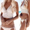 Lenjerie Lady Lust Sexy Dantela Babydoll Bikini Lace Bikini Sutien Brodat, Alb, Crem, Negru, bumbac, Floral