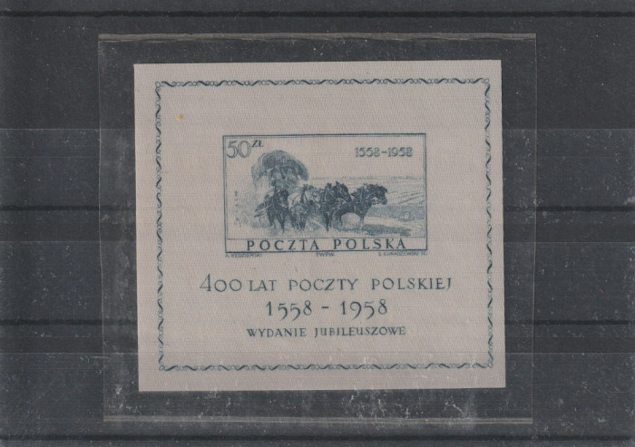 Pictura 400 de ani posta,colita pe panza !!catalog 90 EM,Polonia .