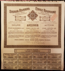 STEAUA ROMANA SOCIETATE PT INDUSTRIA PETROLEULUI 4 X 500 LEI 1926 CONSECUTIVE foto
