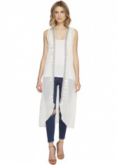 Steve Madden Duster Vest with Tassel Trim Ivory foto