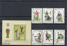 ROMANIA 1981 LP 1046 LP 1047 CAMPIONATUL MONDIAL DE FOTBAL SERIE+COLITA MNH foto