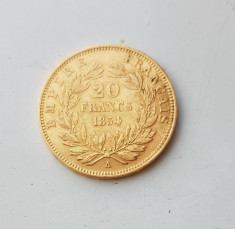 Franta 20 Francs 1854 Napoleon III aur foto
