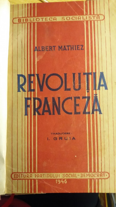 myh 544 - REVOLUTIA FRANCEZA - ALBERT MATHIEZ - ED 1946