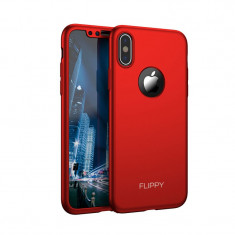 Husa Apple iPhone X Flippy Full Cover 360 Rosu + Folie Cadou foto