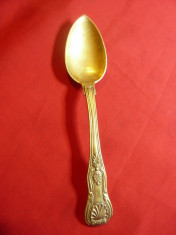 Lingura de compot- argint aurit ,marcaj , monograma M =61,5g L=18cm foto