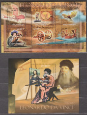 DB Mozambic Arta Leonardo da Vinci Inventii Pictura MS + SS MNH foto