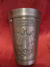 PAHAR COLECTIE ZINC BECKER DECOR JOCURILE OLIMPICE - OLIMPIADA MOSCOVA 1980 foto