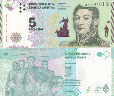 Argentina 5 Pesos 2015 UNC foto
