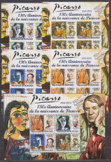 DB Burundi Pictura Picasso 130 ani de la nastere 5 MS MNH foto