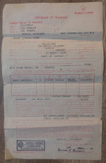 Declaratie pentru viza SUA// document TAROM, 1981 foto