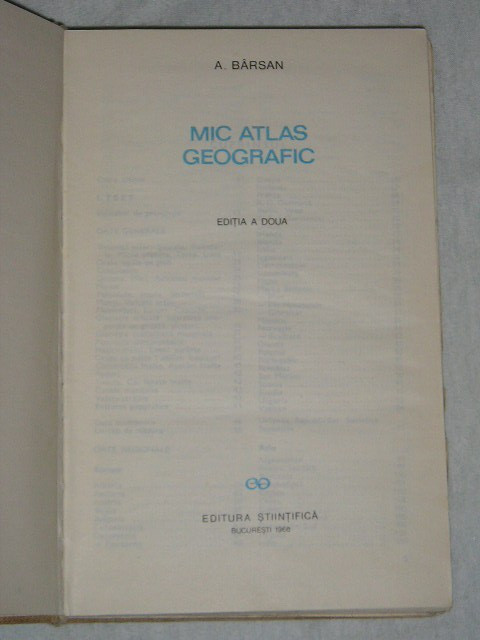 myh 722 - MIC ATLAS GEOGRAFIC - A BIRSAN - ED 1968
