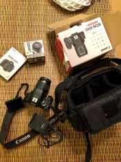 Canon 600D + obiectiv Canon 18-55 +lentila macro Raynox +geanta originala Canon foto