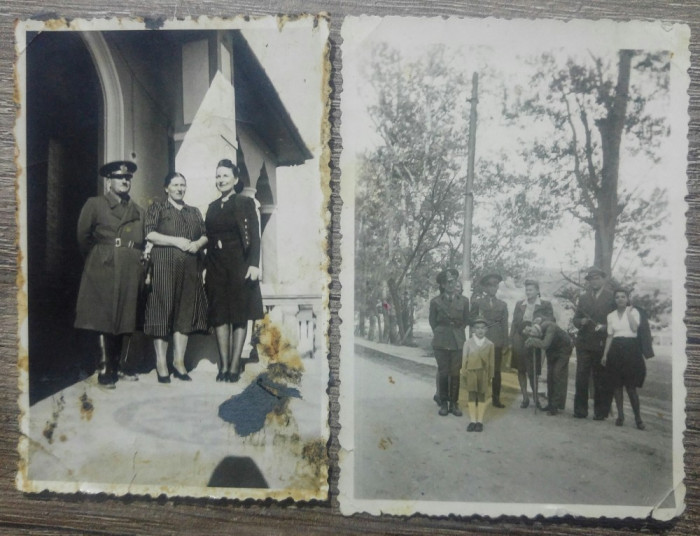 Lot 2 fotografii ofiteri cu rude// perioada WWII