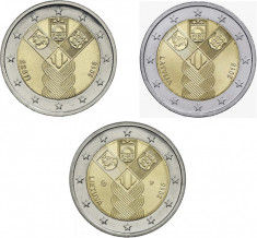 NOU - Estonia Lituania Letonia 3 x 2 euro 2018 - 100 ani Republica - UNC foto