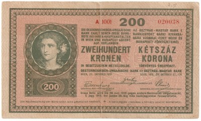 AUSTRIA UNGARIA 200 KRONEN KORONA 1918 VF foto