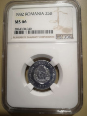 Moneda Romania 25 Bani 1982 UNC NGC MS 66 Piesa de colectie foto