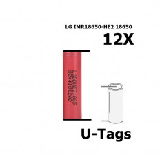 LG IMR18650-HE2 18650 Baterii Reincarcabile Set 12 Buca?i, Tip Urechi de lipire in U, Capacita foto