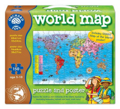 Puzzle Si Poster Harta Lumii (Limba Engleza 150 Piese) World Map Puzzle &amp;amp; Poster foto