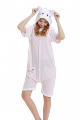 PJM66-225 Pijama intreaga cu pantaloni scurti, model pisicuta foto