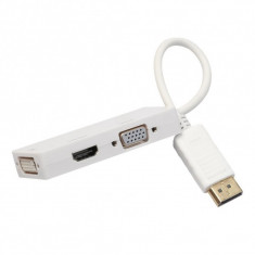 3in1 DisplayPort DP Male to DVI, HDMI and VGA Fema Culoare Alb foto