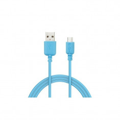 Cablu de date USB 2.0 la Micro USB Culoare Albastru deschis, Lungime 3 Metri foto