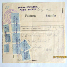 Fiscalitate. Factura cu timbre fiscale si ...apararea tarii Mihai I 1947. Rar. foto