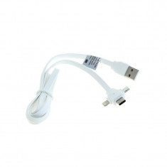 3-in-1 Cablu de date iPhone / Micro-USB / Tip USB- Culoare Alb foto