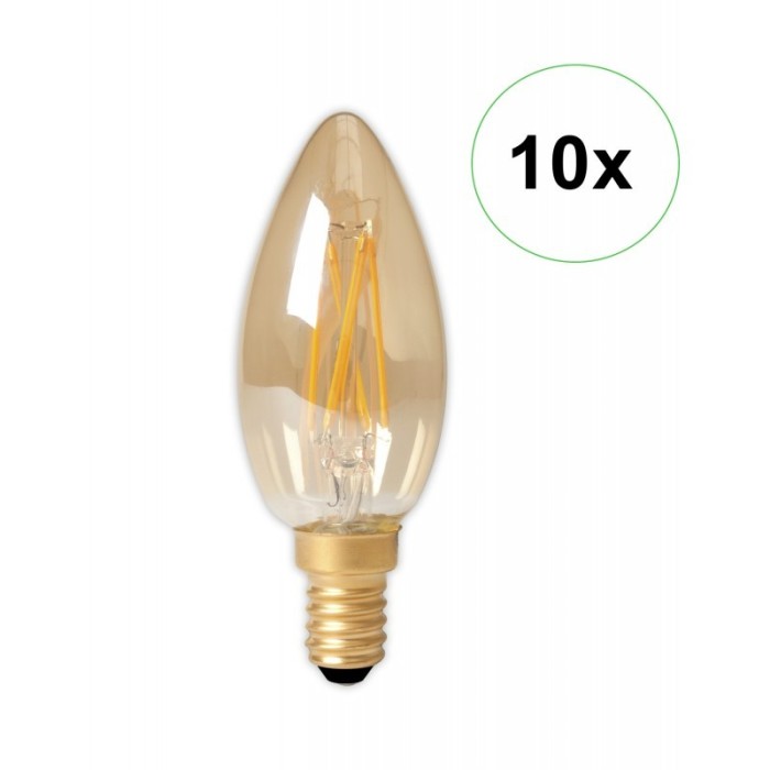 LED Filament E14 240V 3.5W 200lm B35, Gold 2100K D Set 10 Bucăți LED Filament E14 240V 3.5W 200lm B35, Gold 2100K D Set 10 Bucăți