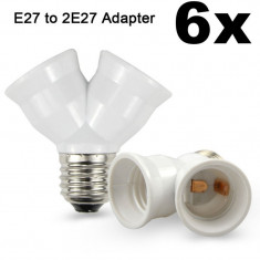 Convertor dulie fitting fasung E27 la 2 x E27 Set 6 Buca?i foto