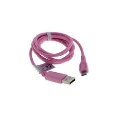 Cablu de date USB 2.0 la Micro USB Culoare Roz, Lungime 95cm foto