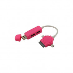 Hub USB dual cu Micro USB Mini USB Dock Culoare Roz foto