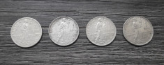 Lot 4 monede argint 1 leu 1910-1914 Romania - Regele Carol I! foto