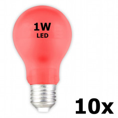 E27 1W Red LED GLS-lamp A60 240V 12lm CA034 Culoare Ro?u, Set 10 Buca?i foto