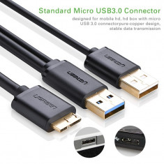 USB 3.0 A Male to Micro B Male Cable + charging Lungime 1.5 Metri foto