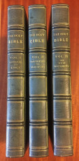 The Holy BIBLE (3 vol., London 1963 Versiunea King James DE LUX - 105 gravuri!) foto