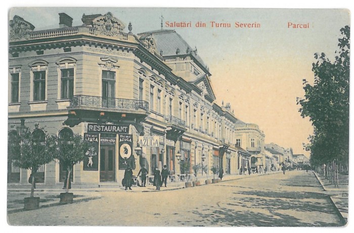 735 - TURNU SEVERIN, Romania, Stores, Park - old postcard - unused
