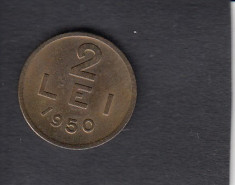 ROMANIA 1950 MONEDA 2 LEI LUCIU BATERE foto